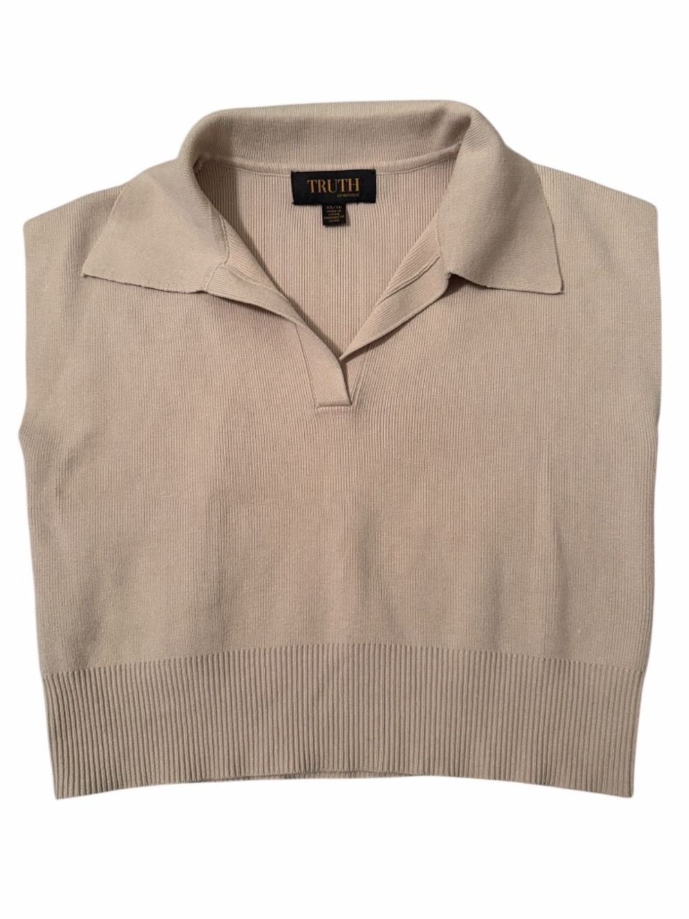 Truth by Republic Sleeveless Knit Polo Crop Top Size XS - Picture 2 of 6